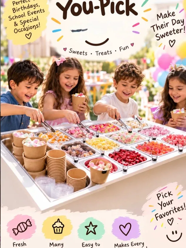 أطفال يعبّون أكواب الحلويات